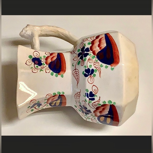 Tree Trunk Handle Gaudy Welsh Forget Me Not Pattern Mason Style Jug Pitcher - Picture 8 of 11